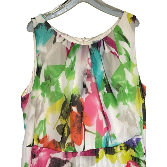 ELIZA J Floral Print Watercolor Plisse Pleated  Maxi Plus 24W Fairy Whimsical - Picture 2 of 9